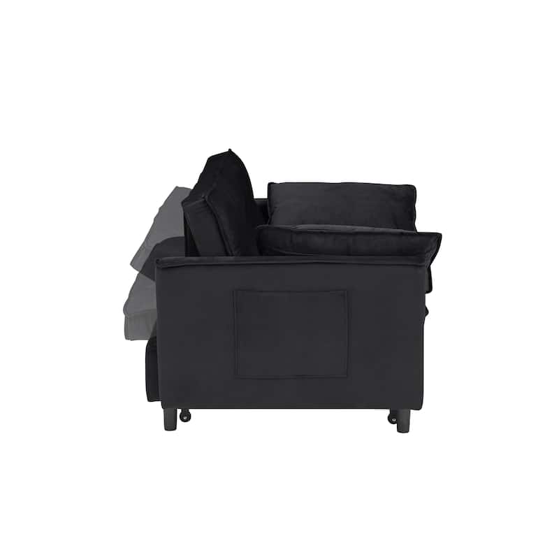 Comfortable Sofa Couches with 2 Pillows, Loveseat Sofa with Adjustable Backrest, Convertible Sleeper Armsofa for Home