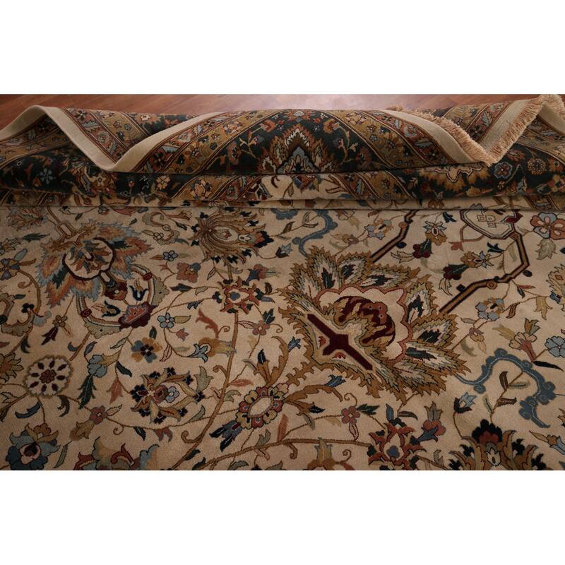 All-Over Large Agra Indian Area Rug Handmade Wool Carpet - 12'5" x 17'8"