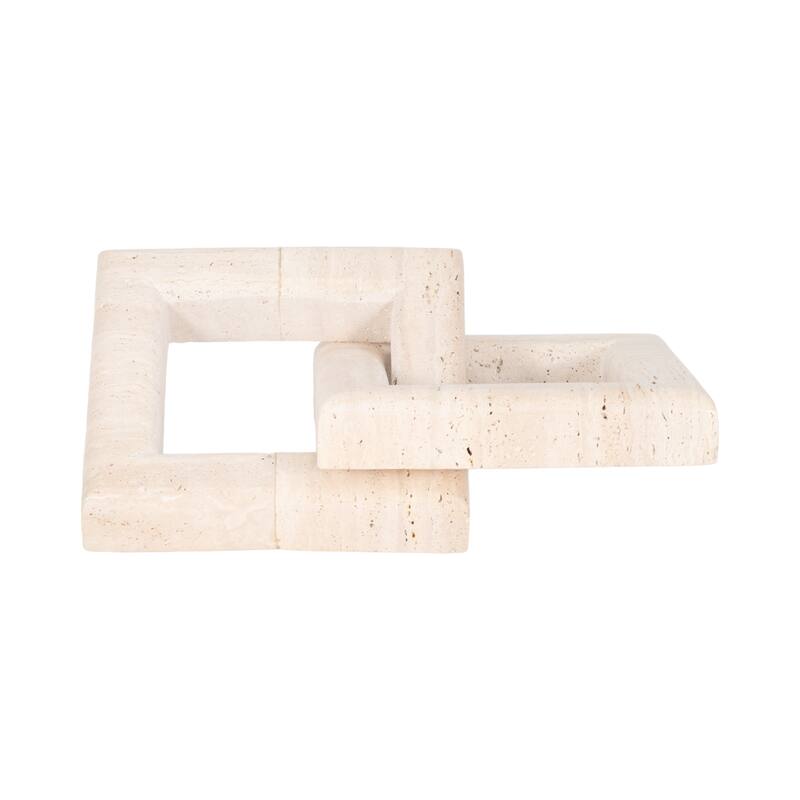 Sagebrook Home Hulsey 16" Square Travertine Beige Links, 10"H - 16" x 10" x 10"