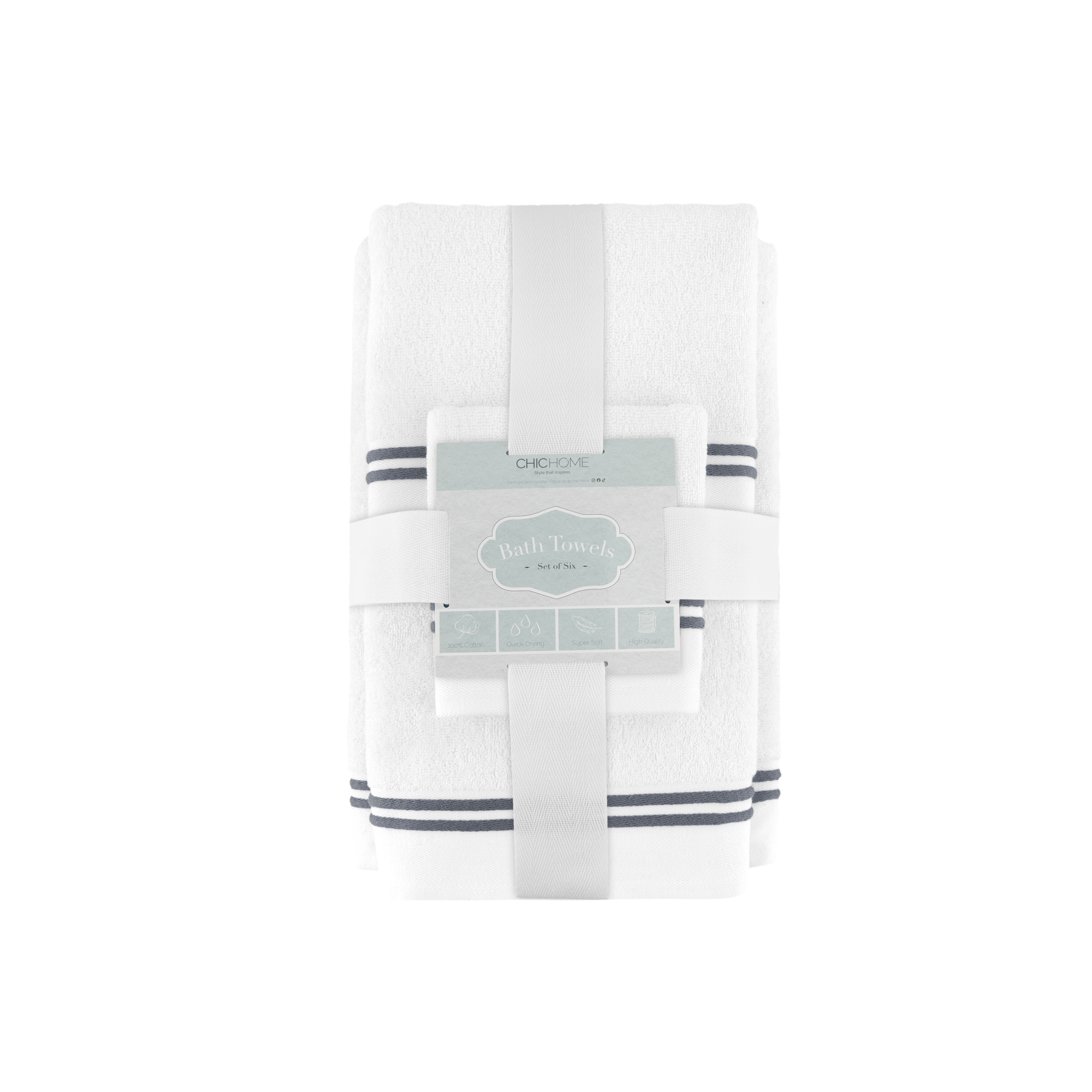 Chic Home 6-Piece Standard 100 Oeko-Tex Certified Towel Set - N/A - On Sale  - Bed Bath & Beyond - 38353933