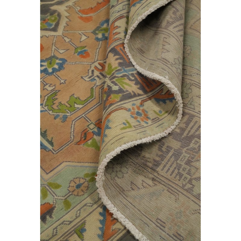 Hand Knotted Oriental 100% Wool Carpet Traditional Floral Oranges & Rust Tabriz Area Rug - 11' 2'' X 8' 3''