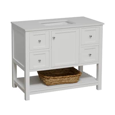 KitchenBathCollection Lakeshore 42" Bathroom Vanity with Engineered White Top