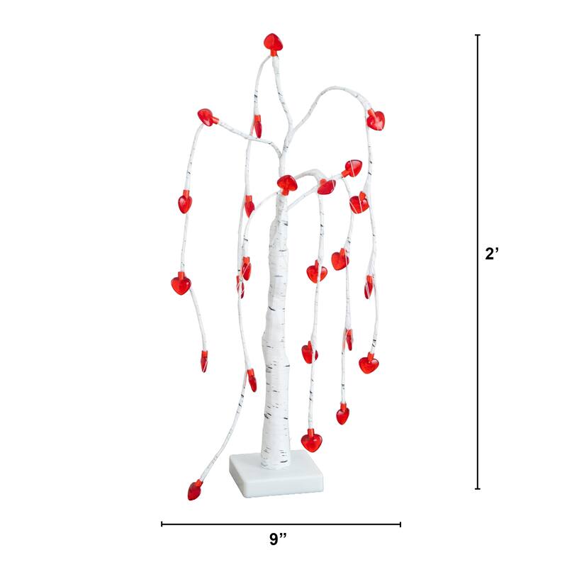 2-ft Pre-Lit Valentine's Day Willow Tree with 24 Heart Shaped Lights