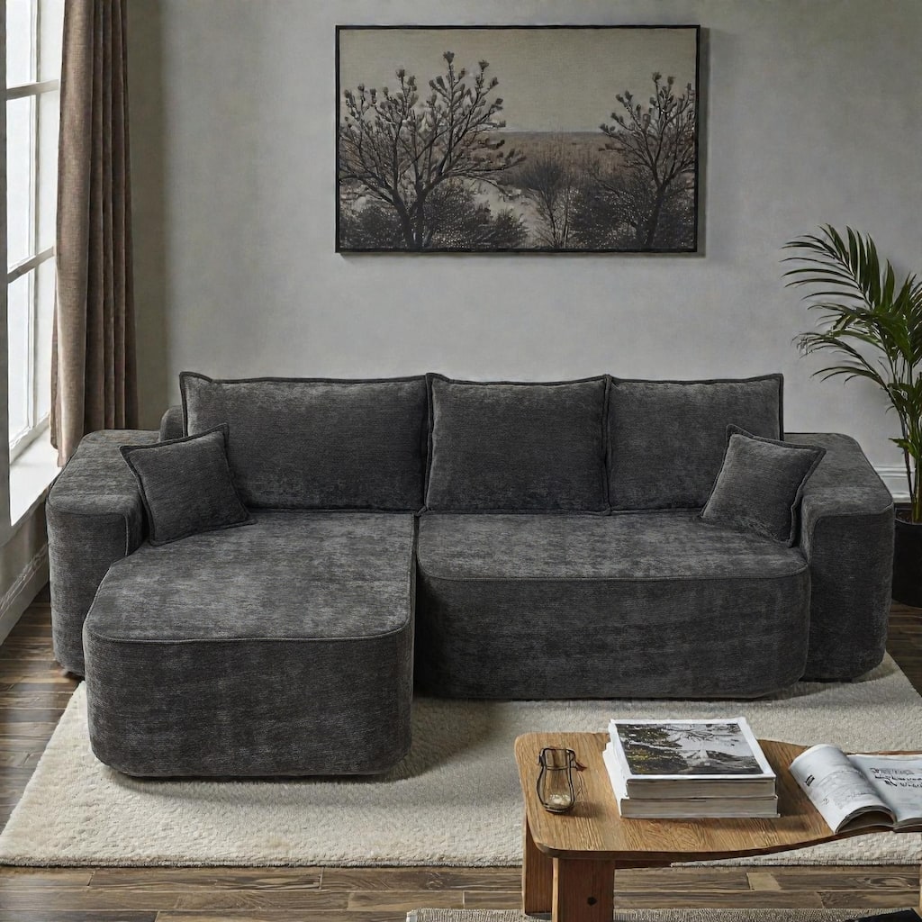 104 Inch L Shaped Sectional Sofa Cloud Couch with Chaise, Extra Deep Seat, No Assembly Modular Corner Sofa