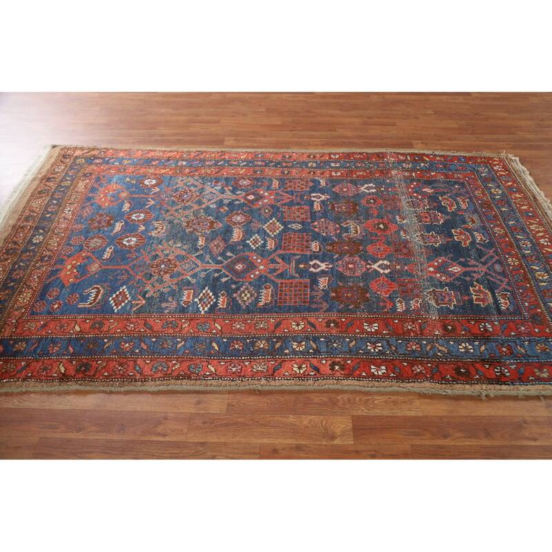 Antique Heriz Bakhshayesh Persian Area Rug Hand-Knotted Wool Carpet - 4'6"x 7'9"