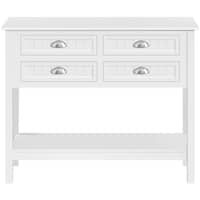 Yaheetech 4-Drawer Console Table With Open Shelf and Pine Wood Legs ...