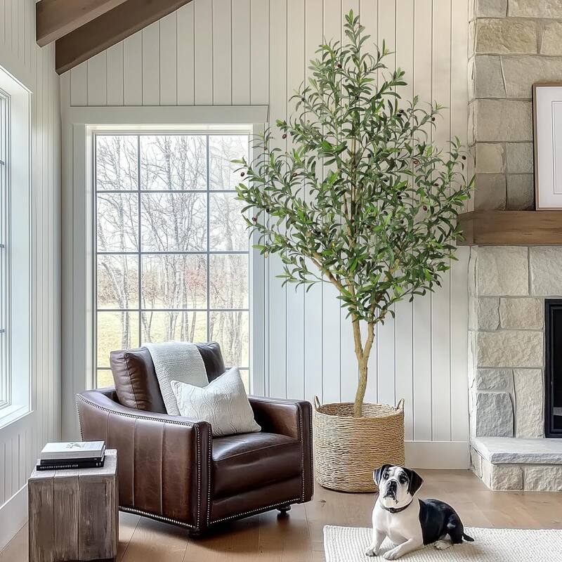 2 Pcs Faux Artificial Olive Tree for Home Office Living Room Decor