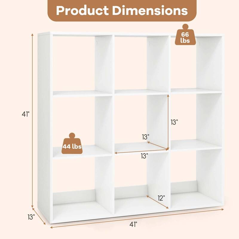Costway 4/6/8/9-Cube Open Bookshelf with Anti-tip Kits Home Modern