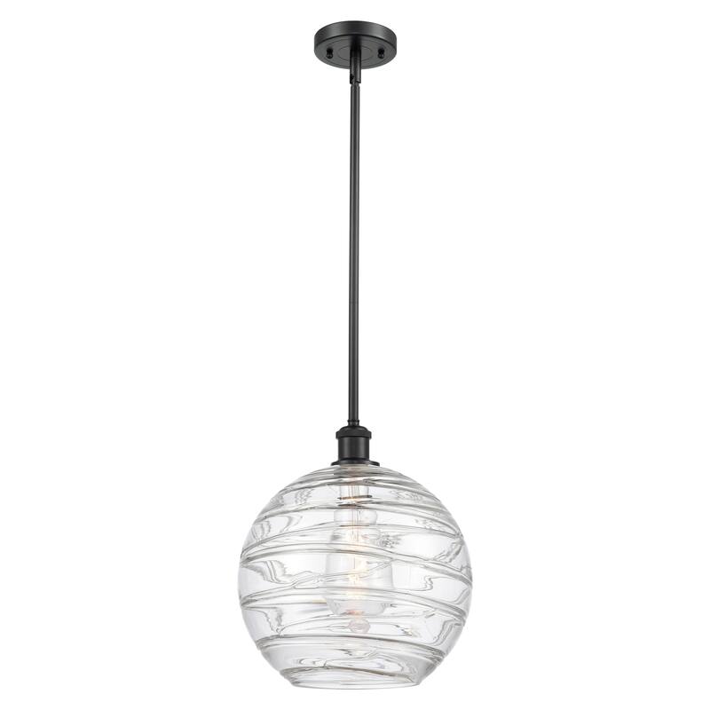 Innovations Lighting Athens Deco Swirl - 1 Light 12" Stem Hung Mini Pendant - Matte Black