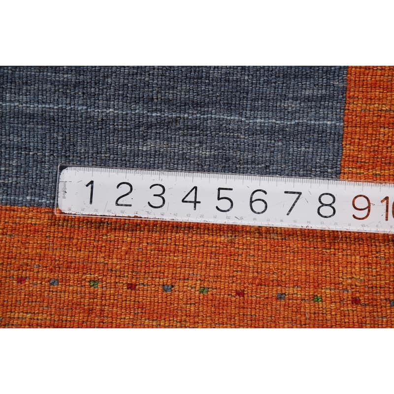 Striped Gabbeh Indian Rug Hand-Knotted Wool Carpet - 6'7"x 9'9"