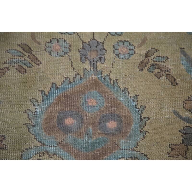 Hand Knotted Oriental 100% Wool Carpet Traditional Floral Green Tabriz Area Rug - 12' 0'' X 9' 4''