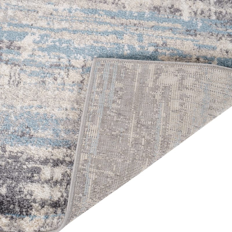 Avant Blue Abstract Power-Loom Area Rug 2' x 3'