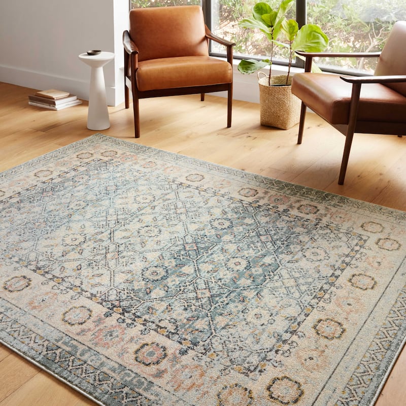 Alexander Home Luxe Shabby Chic Antiqued Distressed Oriental Area Rug - 5'5" x 7'6"
