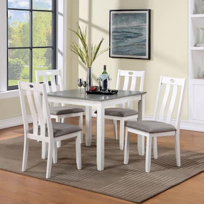 Badia Transitional White 5-Piece Square Dining Table Set by Furniture of America