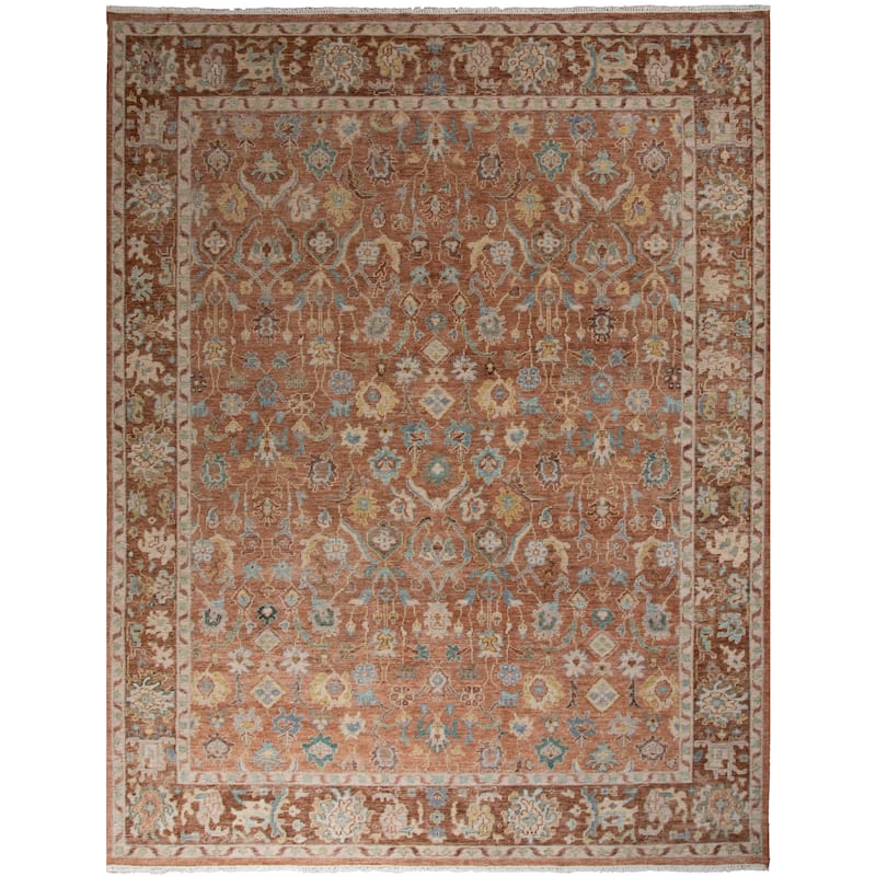 Alora Decor Traditional Hand-knotted Bordered Orange Rug