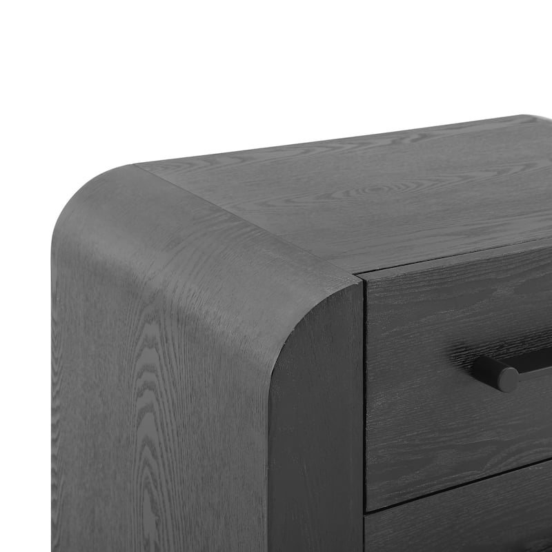 Christopher Knight Home - Mina Modern 2-Drawer Nightstand with Black Metal Handles