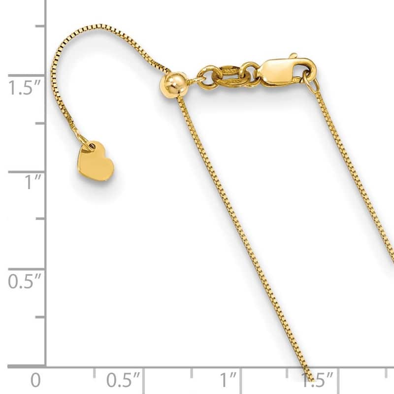 Curata Italian 10k White or Yellow Gold Adjustable 0.7mm Baby Box Chain Necklace (22") (Lobster-claw)