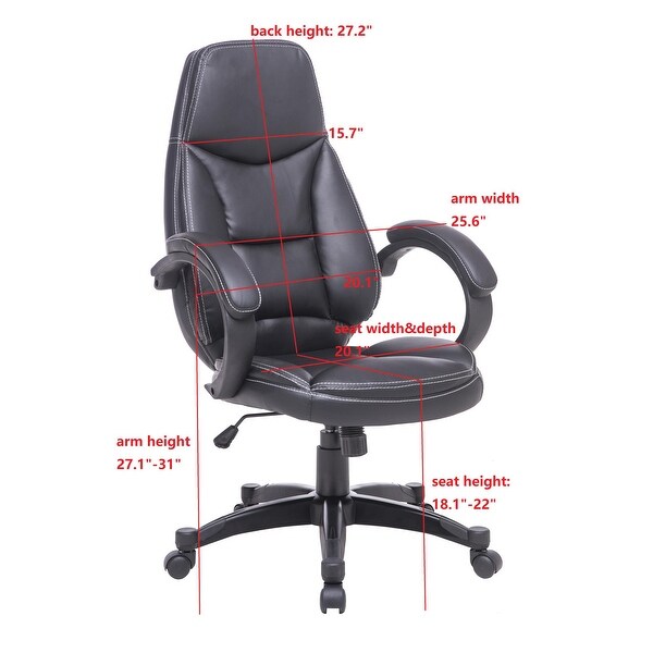 TiramisuBest High Back Faux Leather Home Office Chair Black Bed