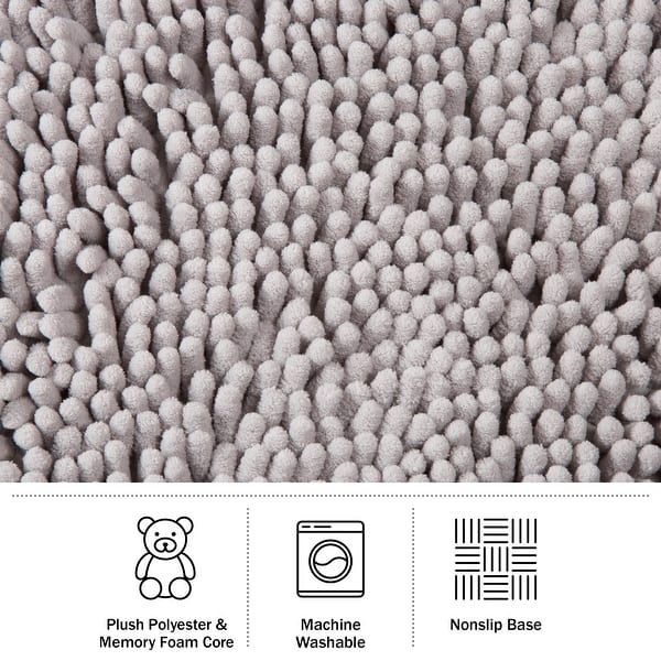 slide 2 of 5, Bathroom Rugs - 58x24-Inch Bathroom Runner Set - Absorbent High-Pile Chenille Memory Foam Bath Mats by Lavish Home (Gray) 3-Piece