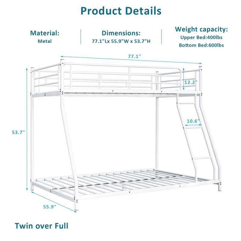 Heavy Metal Bunk Beds with Ladder Kids Bed Frame Twin / Twin XL / Full / Queen Size🏕️