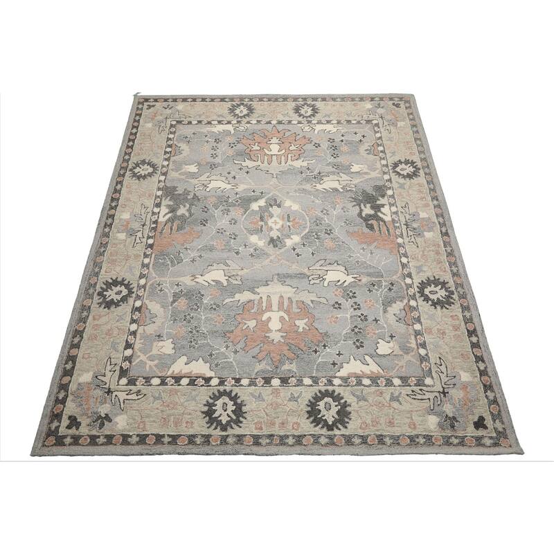 Multi Size Grey Handcrafted Wool Area Rug Transitional Arts & Crafts