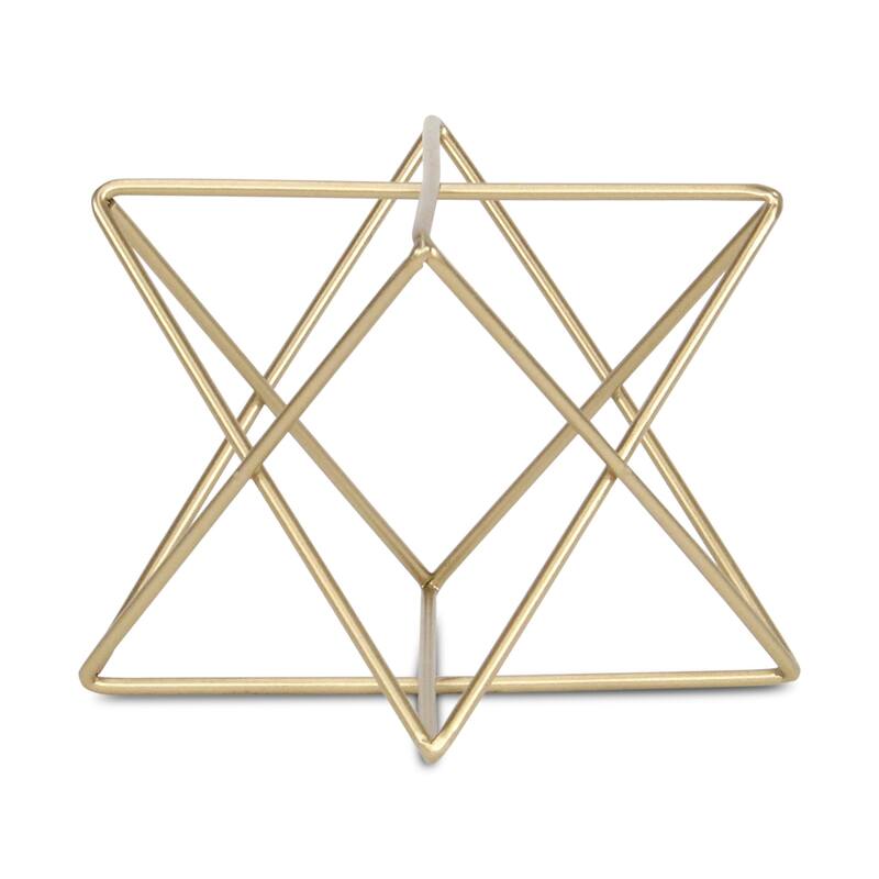 HomeRoots 6" Gold Metal Open Geometric Tabletop Sculpture - 8.00 in. x 5.50 in. x 8.00 in.