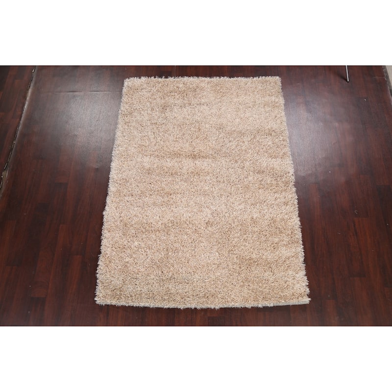 Contemporary Plush Shaggy Oriental Area Rug Hand-tufted Foyer Carpet - 5'5" x 7'3"