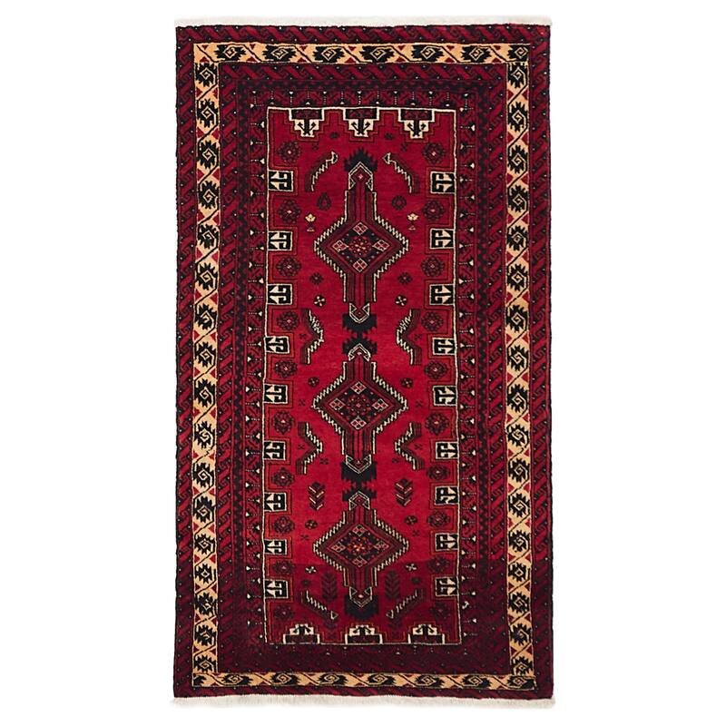 ECARPETGALLERY Hand-knotted Teimani Red Wool Rug - 3'4 x 6'3
