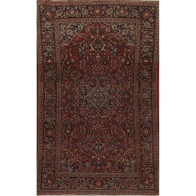 Antique Vegetable Dye Kashan Dabir Persian Wool Area Rug Handmade - 4'1" x 6'10"