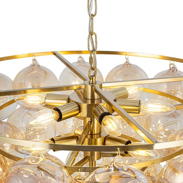 Modern Glam 9-Light Cluster Bubble Chandelier With 34 Amber Glass