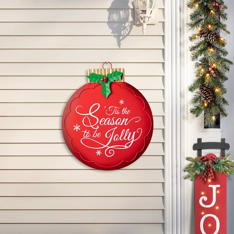 Glitzhome Metal Lantern Christmas Ornament Yard Stake Hanging Decoration