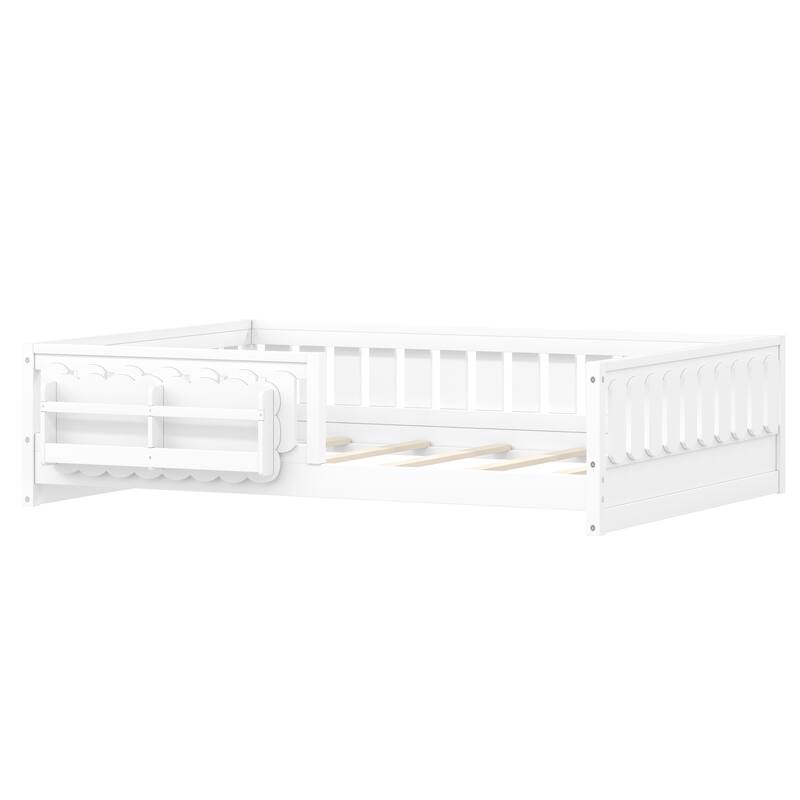 Wood Platform Bed with Guardrails and Built-In Bookshelves by Harper&Bright Designs