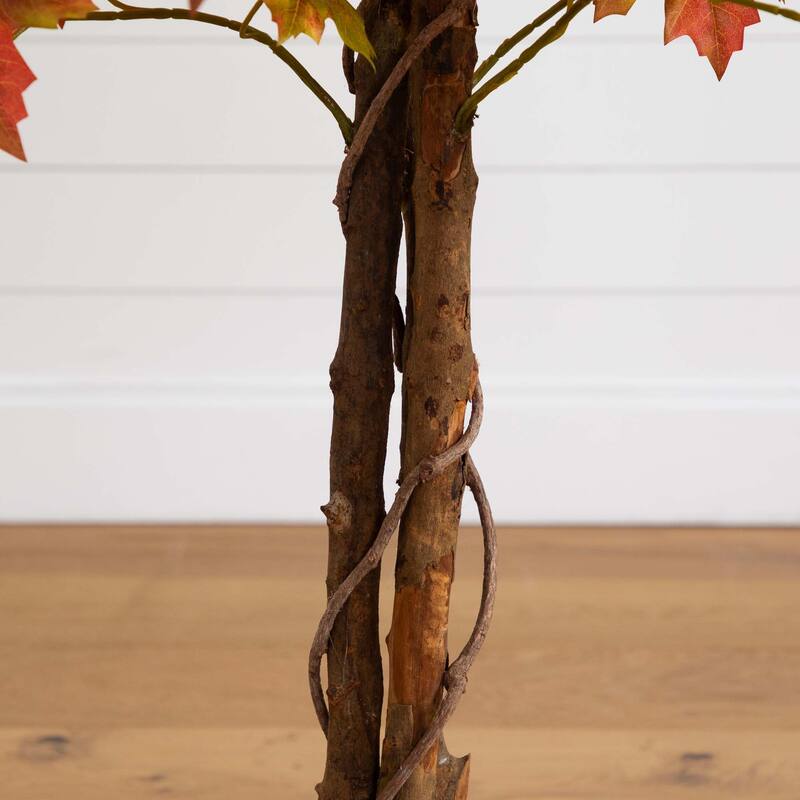 Artificial Deluxe Maple Potted Tree - 4' - Orange