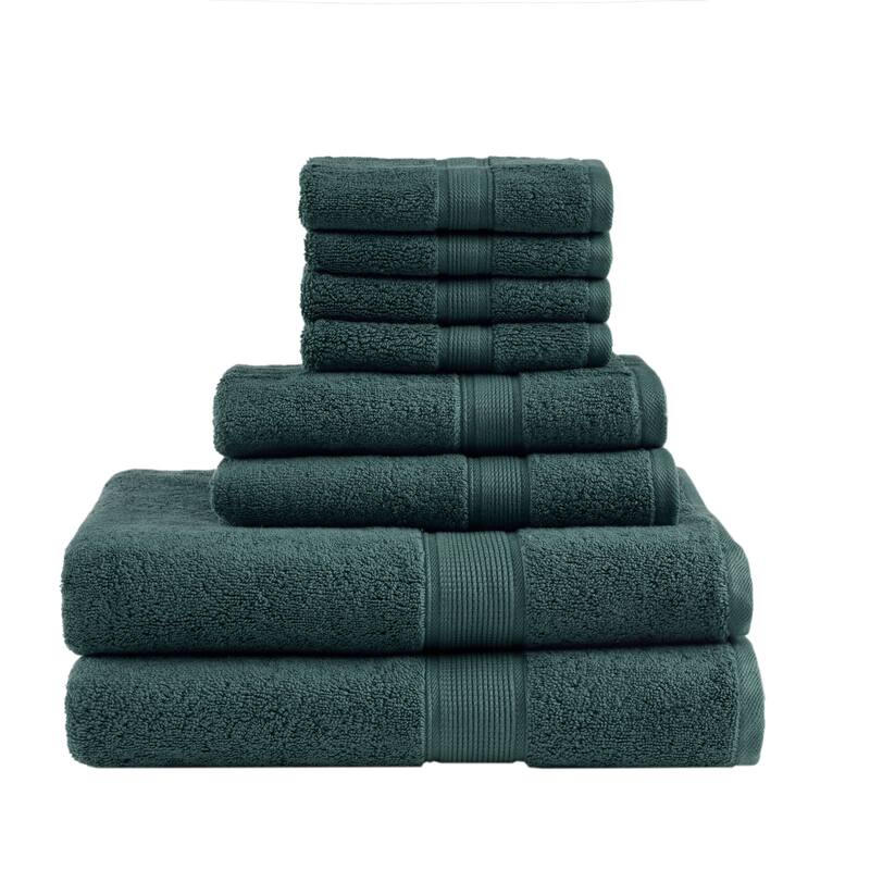 Madison Park Signature Cotton 8-piece Antimicrobial Towel Set - Dark Green