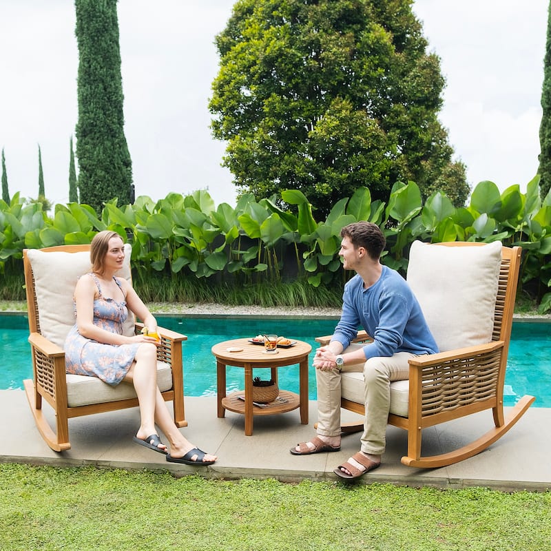 Cambridge Casual Camden 3-Piece Teak Outdoor Rocking Chair Set