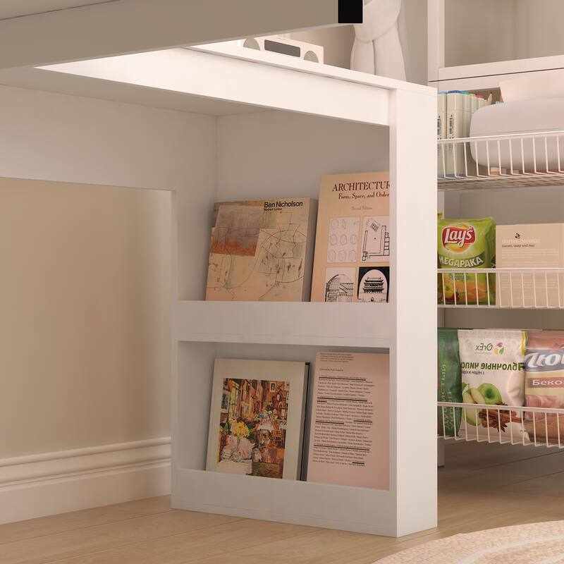 Anmytek White L Shaped Computer Desk with Hutch Storage Corner Workstation for Home Office