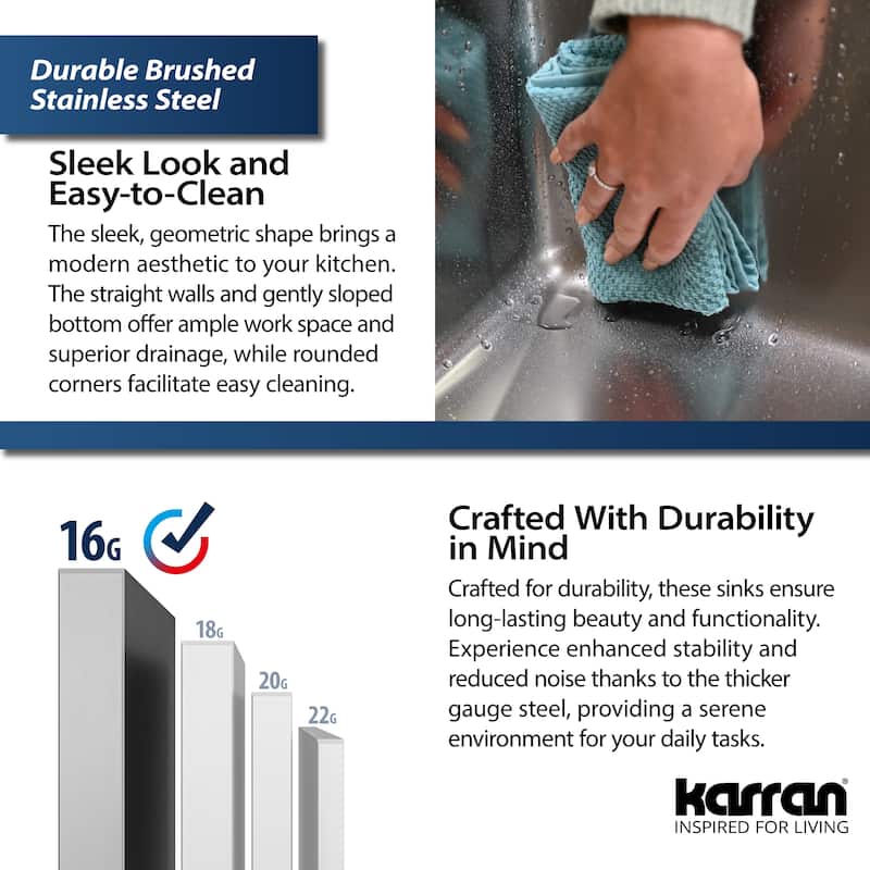 Karran Elite WSA-46-PK1 Apron Front Farmhouse 36" Single Bowl Stainless Steel Workstation Sink