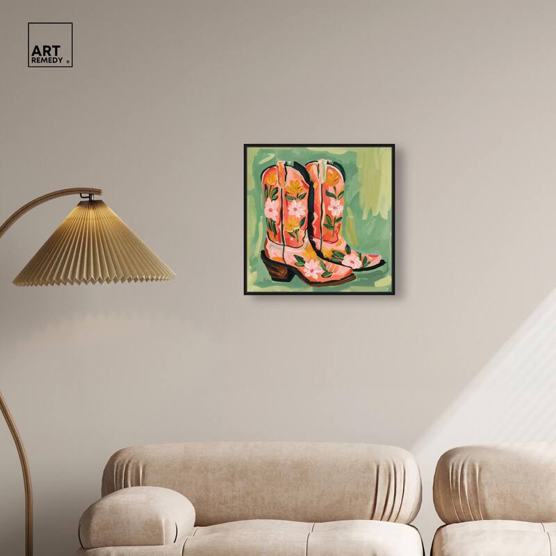 Wildflower Cowboy Boots Canvas by Art Remedy