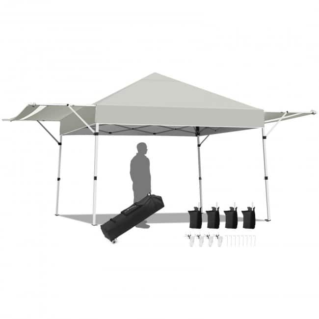 17 x 10 Feet Foldable Pop Up Canopy with Adjustable Dual Awnings - 17' x 10' x 10' (L x W x H)