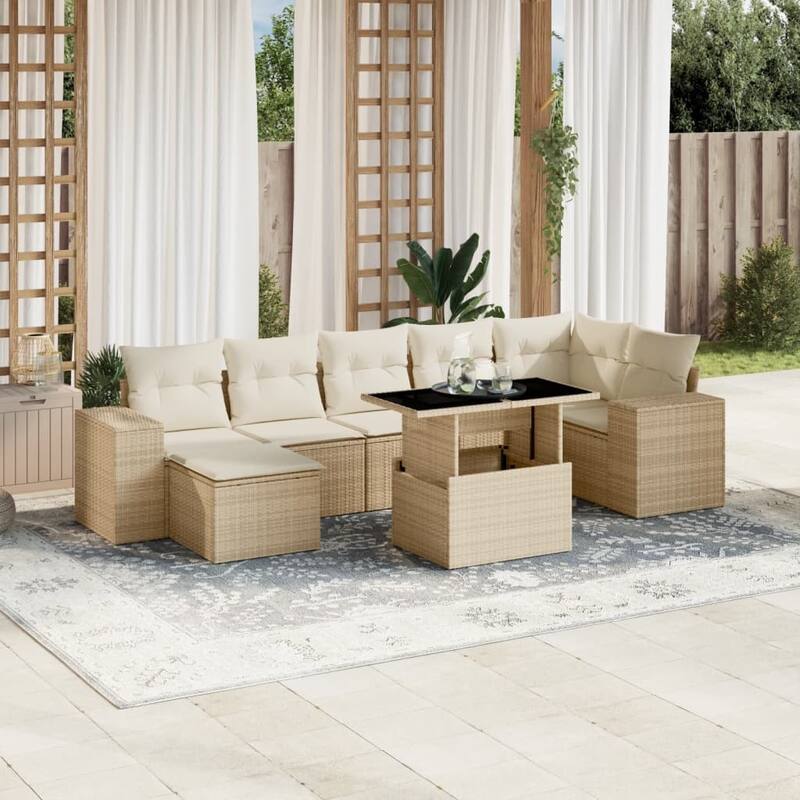 vidaXL Garden Sofa Set - Beige and cream without storage
