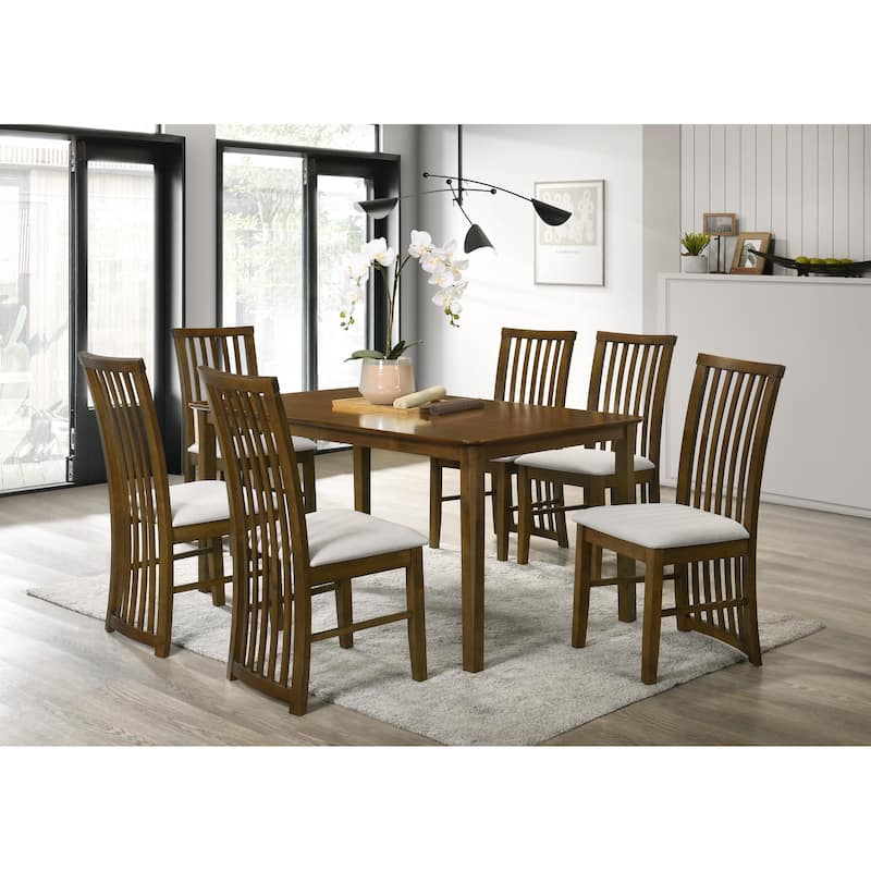 Osaka 7-Piece Dining Table and Chair - Table and 6 Chairs - Brown