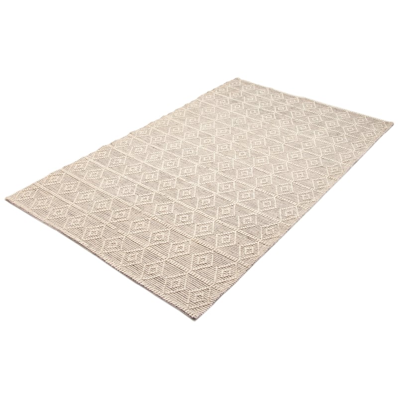 ECARPETGALLERY Braid weave Sienna Cream Wool Rug - 5'5 x 9'1
