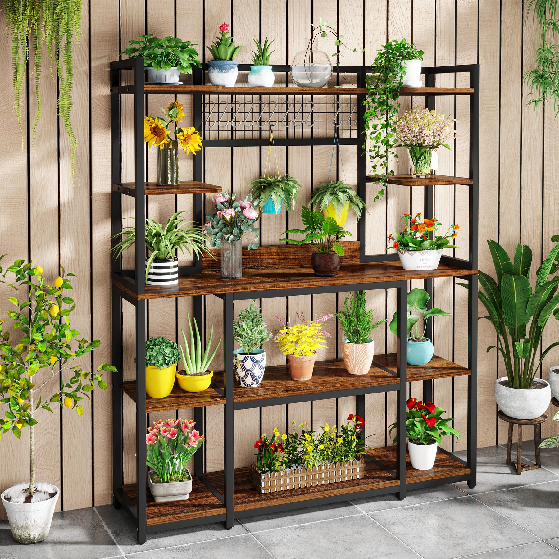 5 Tier Large Kitchen Bakers Rack 55 Storage Shelf with 11 Hooks Bed Bath Beyond 39225476