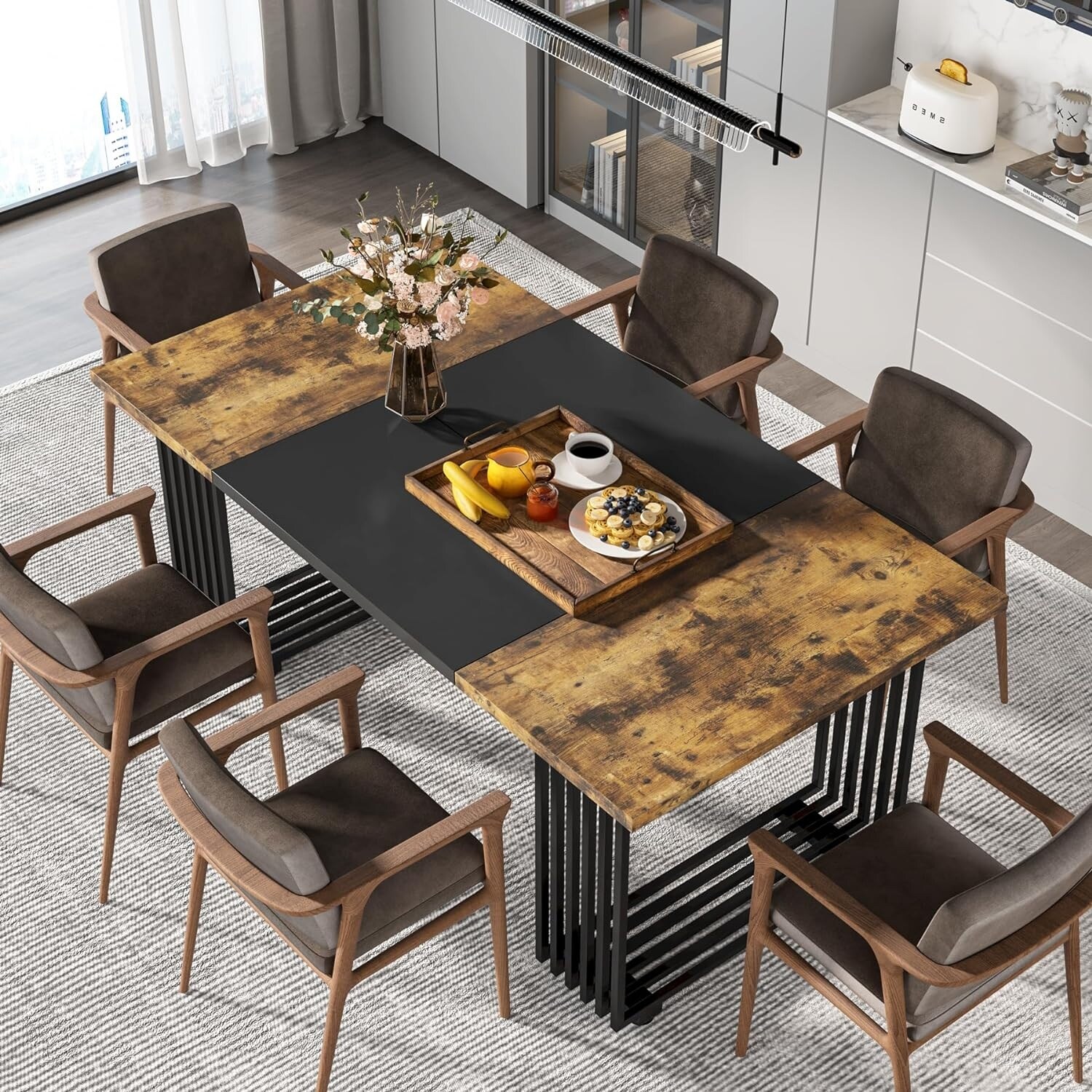 Modern Dining Table, 70.8 Inches Long Dining Room Kitchen Table