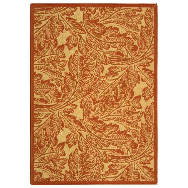 SAFAVIEH Courtyard Bettyjane Tropical Leaves Indoor/ Outdoor Area Rug