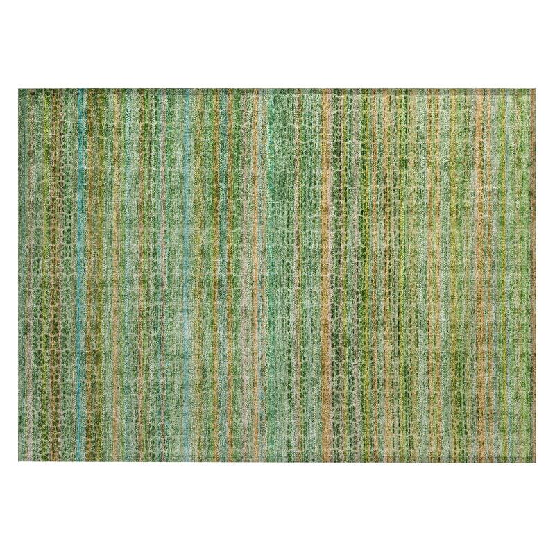 Machine Washable Indoor/Outdoor Transitional Striped Chantille Rug