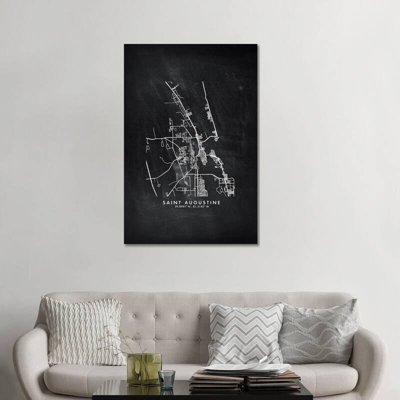 iCanvas "Saint Augustine City Map Chalkboard Style" by WallDecorAddict Canvas Print - 48x32x1.5