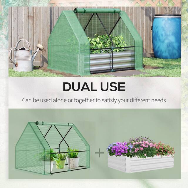 Outsunny Raised Steel Garden Bed with Greenhouse Cover - 50" L x 37.5" W x 36.25" H