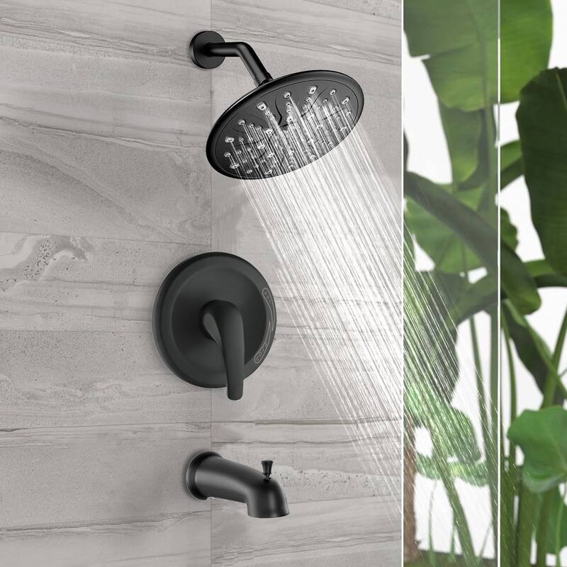 Single Handle Rain Showerhead with Handheld Shower Combo Set with Tub Spout (Valve Included)