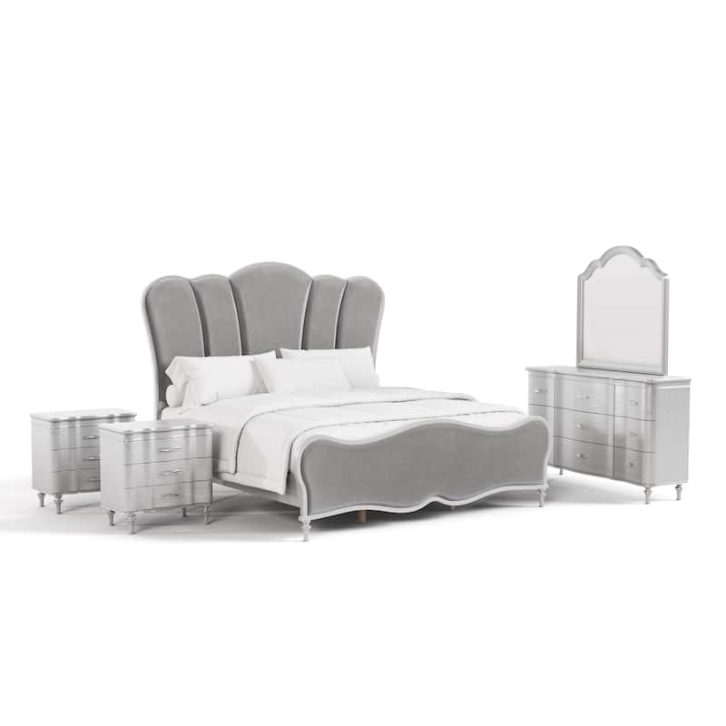 Furniture of America Seabliss Glam Solid Wood 5-Piece Bedroom Set